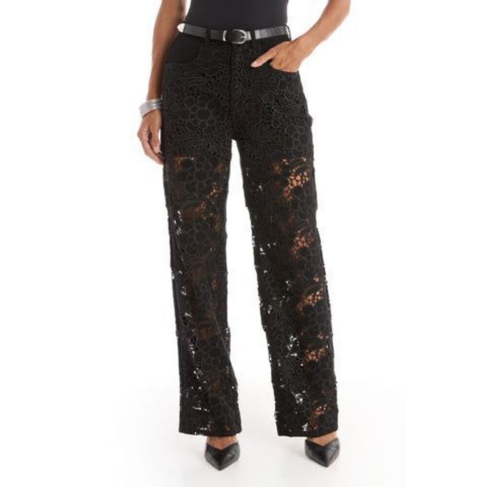 The Noli Shop Celeste Lace High Rise Jeans Black Size 26 - Picture 2 of 5